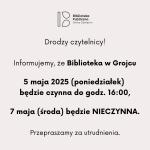 Informacja dotycząca funkcjonowania biblioteki w Grojcu