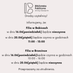 Informacja dotycząca Filii w Babicach i w Brzezince