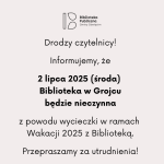 Informacja dotycząca Biblioteki w Grojcu.