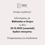 Informacja dotycząca Biblioteki w Grojcu