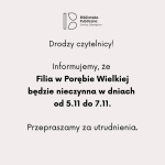 Informacja dotycząca Filii w Porębie Wielkiej