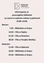 Funkcjonowanie bibliotek w soboty.