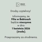 Informacja dotycząca Filii w Babicach.