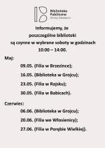 Funkcjonowanie bibliotek w soboty.