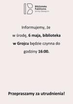 Informacja dotycząca biblioteki w Grojcu.