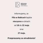 Informacja dotycząca Filii w Babicach