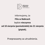 Informacja dotycząca Filii w Babicach